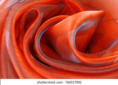 Red Organza Fabric Wavy Texture