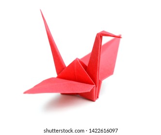 A Red Origami Crane Bird