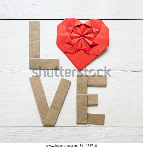 Red Origami Heart Craft Paper Folded Stock Photo Edit Now