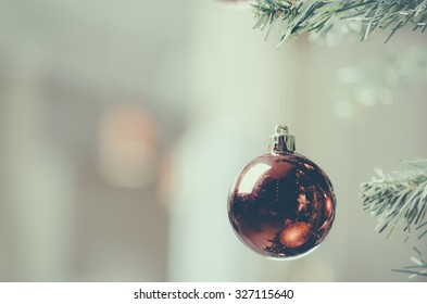 Red Ornament On The Christmas Tree - Old Fashioned Look