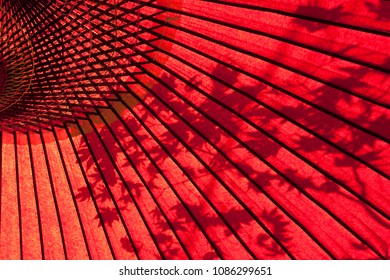 Red Outdoor Umbrella In Kyoto, Japan