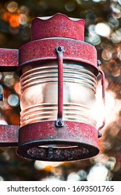 Red Outside Light Fixture Lat In Day