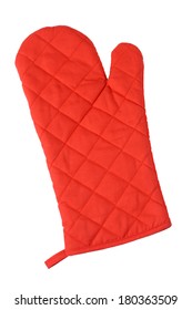 Red Oven Mitt, Cutout On White Background