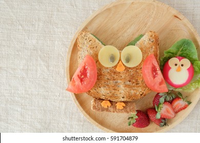 Red Owl Lunch Plate, Fun Food Art For Kids