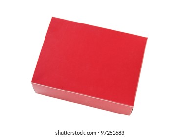 Red Package Box Isolated On White With Clipping Path