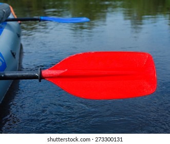 Red Paddle For White Water Rafting And Kayaking