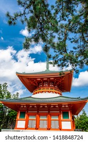 the red pagoda in mt.koya, wakayama prefecture