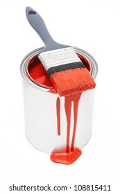 Red Paint Can Isolated On White Background