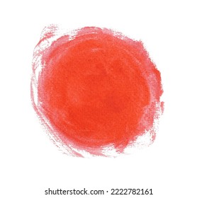 Red Paint Circle Drawn With Brush On White Background