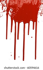 Red Paint Dripping Isolated Over White Background