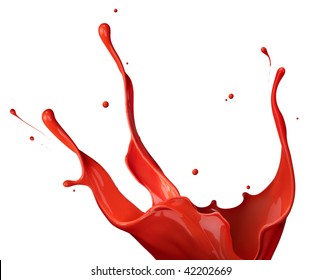 Red Paint Splash Isolated On White Background