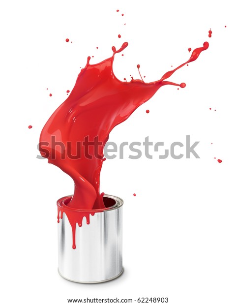 Red Paint Splashing Out Bucket Stock Photo (Edit Now) 62248903