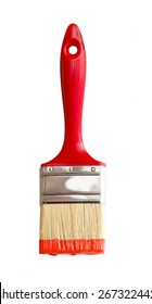 red paintbrush isolated on white 