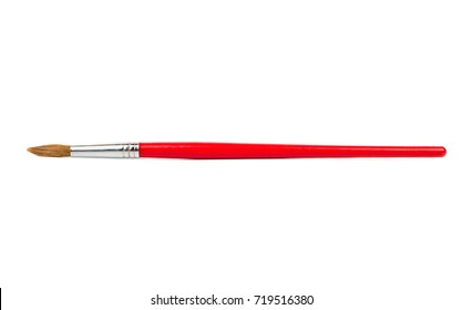 Red paintbrush isolated on a white background