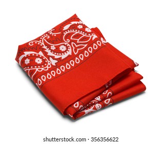 Red Paisley Bandana Isolated On A White Background.