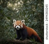 Red Panda: A fluffy bundle of joy, the Red Panda lazily munches on bamboo shoots, its bright fur a vibrant splash of color in the misty mountains. With a bushy tail and curious gaze, 