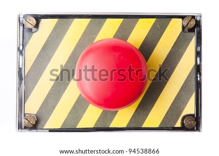 red panic button on white background