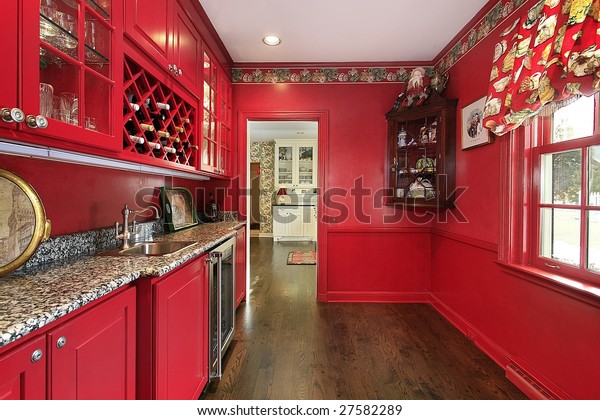 Red Pantry Modern Home Stock Photo Edit Now 27582289