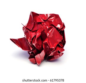 Red Paper Ball Isolated On White