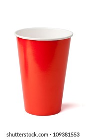 Red Paper Cup Isolated On A White Background