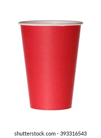 Red Paper Cup Isolated On White.