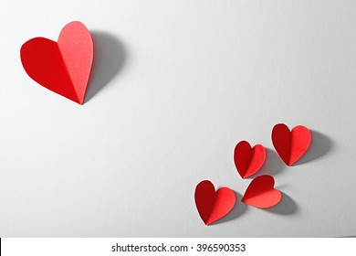 Red Paper Heart Isolated On White Background With Copy Space