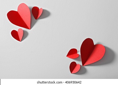 Red Paper Heart Isolated On White Background With Copy Space