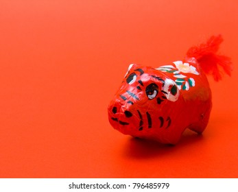 Red Paper Mache Pig