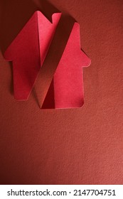 Red Paper Model House Cut In Half                 