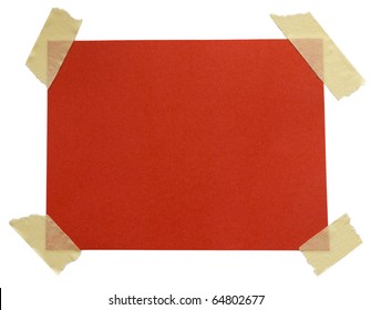 Red Paper Note With Sticky Tape Isolated On White Background