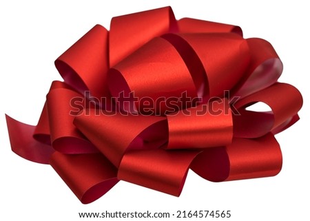 Red paper ribbon bow isolated on white background.