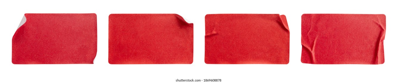 Red paper sticker label set collection isolated on white background