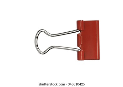 Red Paperclip On White Background