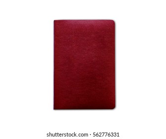 Red Passport Texture Background On White Background With Clipping Path.