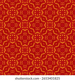 Red pattern. Pattern background. Background red. Seamless pattern wallpaper. Fabric texture. Textile design. Fashion print. Abstract ethnic floral repeating mosaic. Vibrant red carpet backdrop. art bg