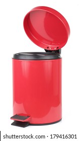 Red Pedal Dust Bin Isolated