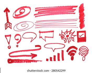 Red Pen Drawn Marks On White