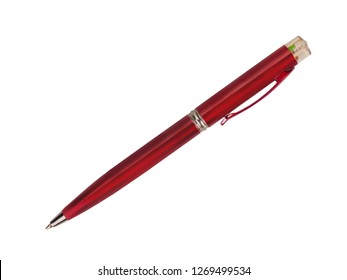 Red Pen Isolated On White Background. (This Has Clipping Path)
