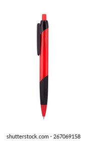 Red Pen Isolated On White With Clipping Path