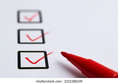 Red Pen Marking On Checklist Sheet