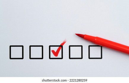 Red Pen Marking On Checklist Sheet