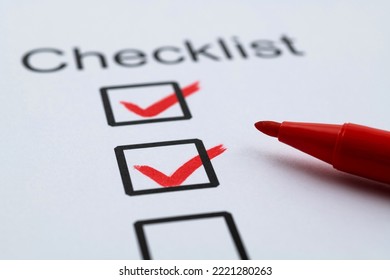 Red Pen Marking On Checklist Sheet