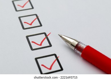 Red Pen Marking On Checklist Sheet