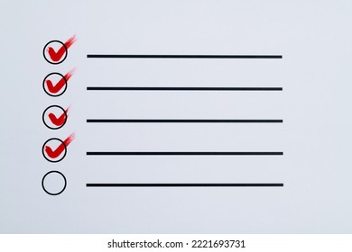 Red Pen Marking On Checklist Sheet