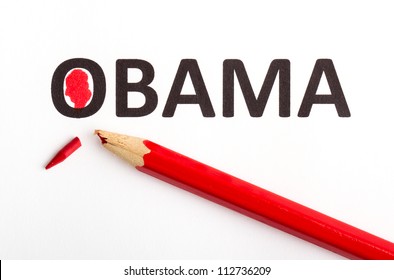 Red pencil (broken point) for voting the next president (election 2012), Obama