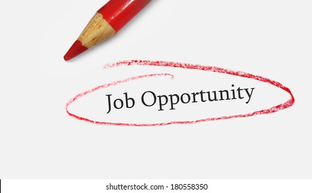 Red Pencil Circle With Job Opportunity Text                              