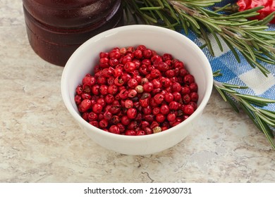 Red Pepper Corn Seeds Aroma Spice In The Bowl