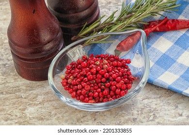 Red Pepper Corn Seeds Aroma Spice In The Bowl