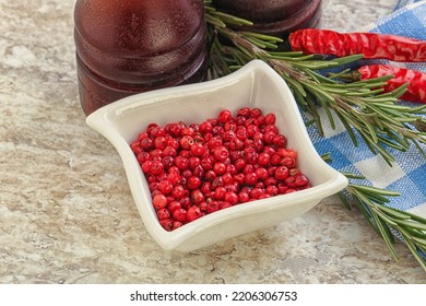 Red Pepper Corn Seeds Aroma Spice In The Bowl