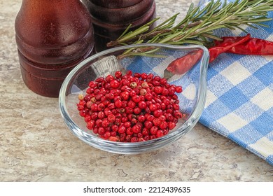 Red Pepper Corn Seeds Aroma Spice In The Bowl